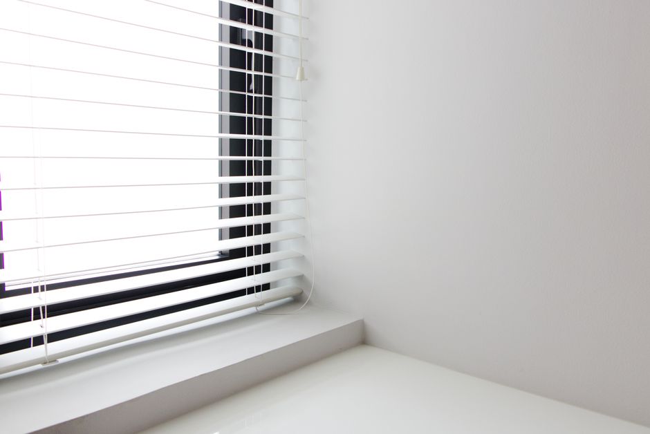 Classic white wood plantation shutters